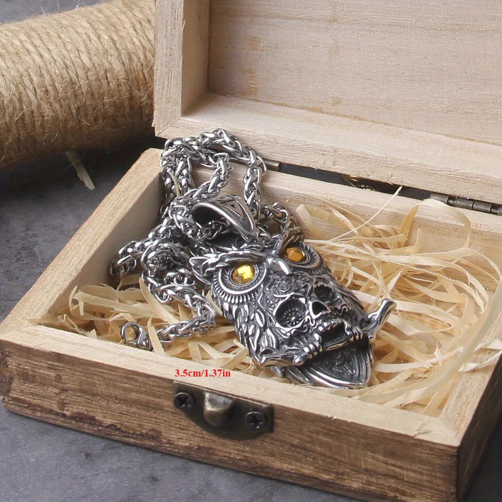 Men's Gothic Owl Skull Stainless Steel Pendant Chain